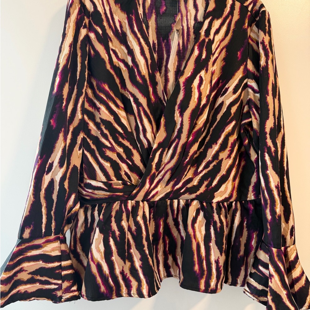 Sofia by Sofia Vergara Zebra Stripe Wrap Blouse